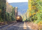 CSX 3437 with westbound empty auto racks 